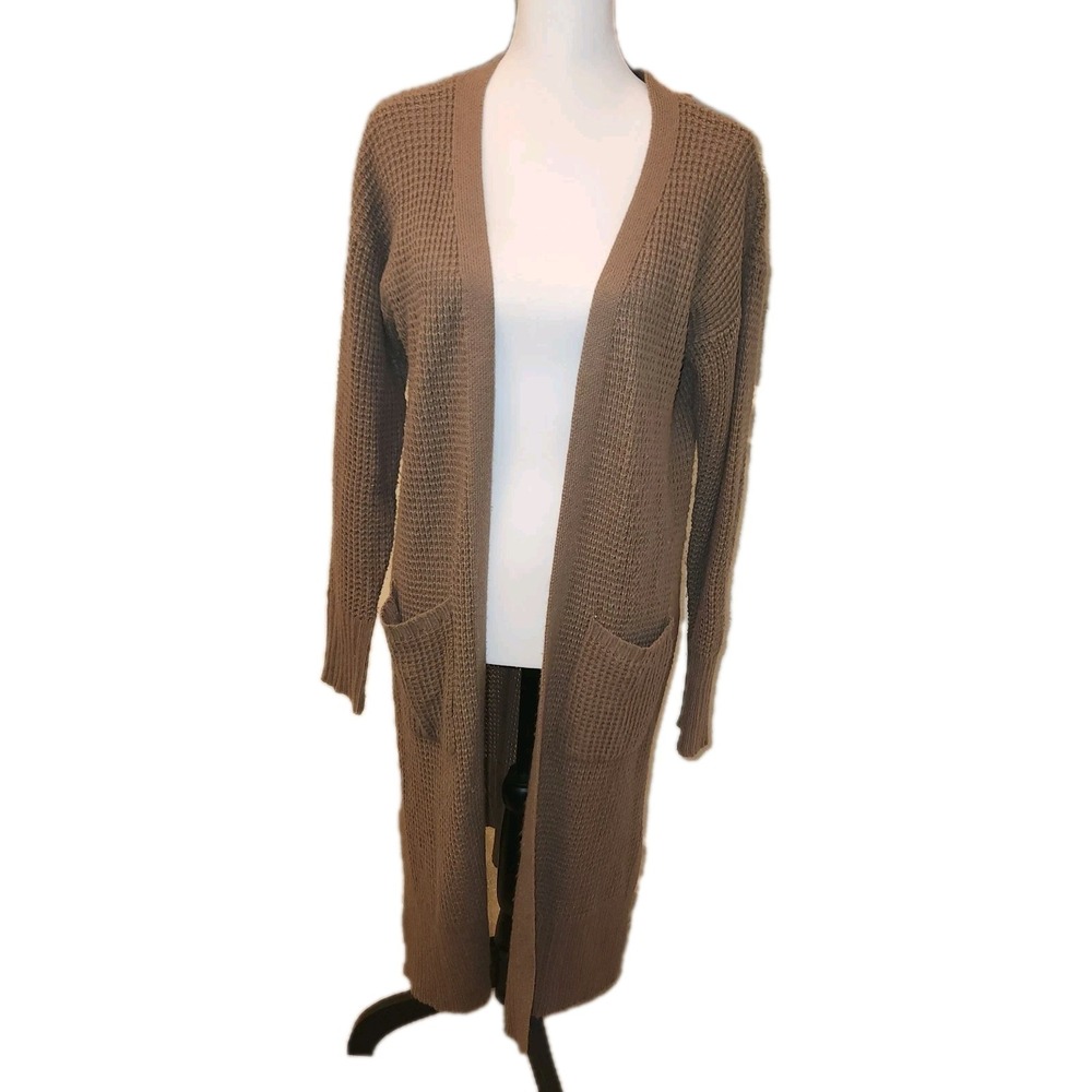 Grace & Lace Long Cardigan Cozy Warm Neutral Brown Fall Classic Size S FLAW